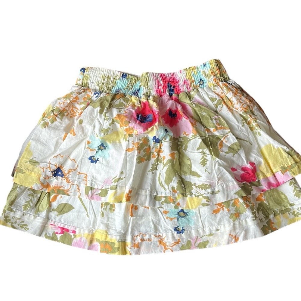 Abercrombie & Fitch Tiered Mini Skirt Watercolor Floral Smocked Waist M NWT